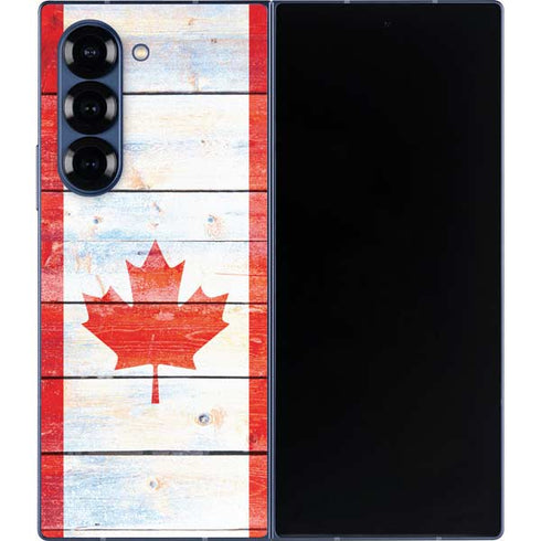 Canada Flag Light Wood Galaxy Z Fold6 Skin